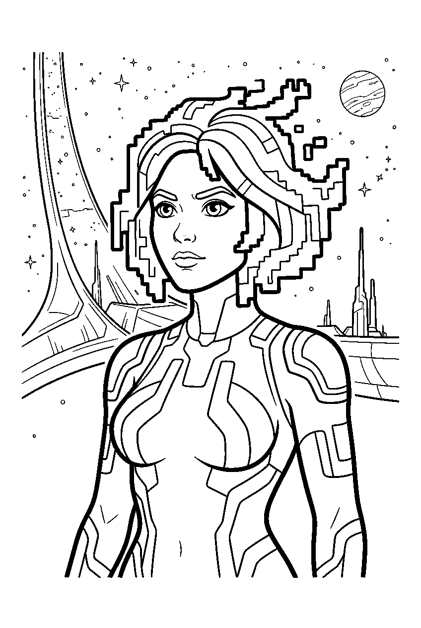 halo cortana on installation 05 line art