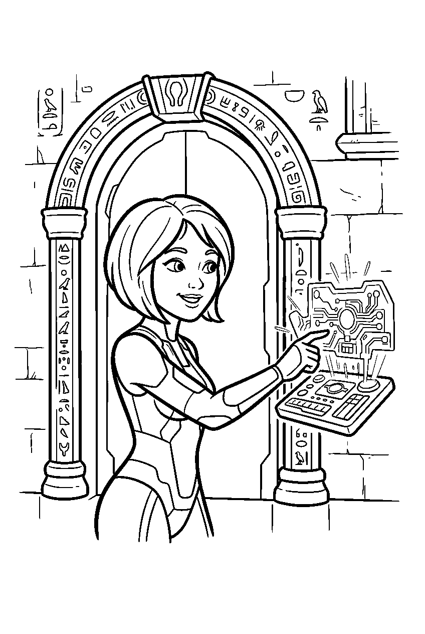 halo cortana opening a doorway near regret temple line art