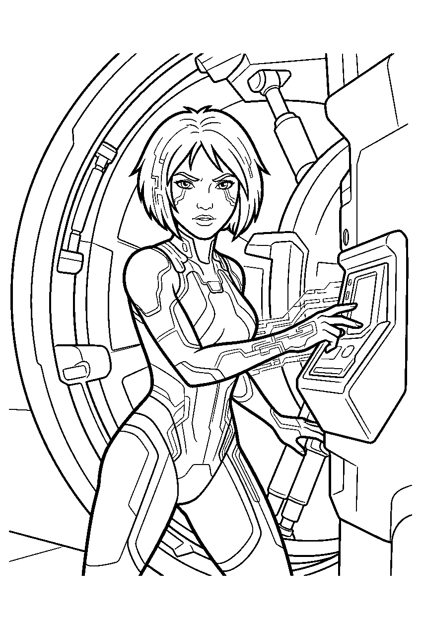 halo cortana opening blast doors in forward unto dawn line art