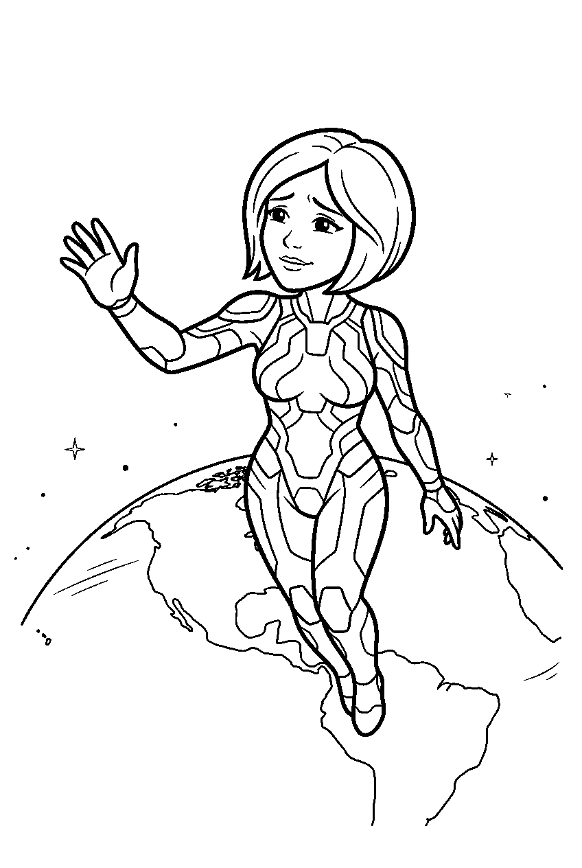 halo cortana saying farewell above earth line art