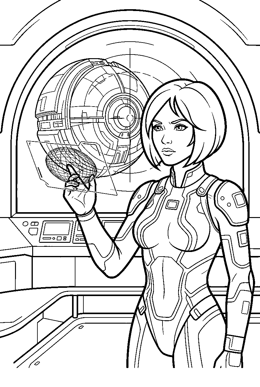 halo cortana scanning requiem from observation deck line art