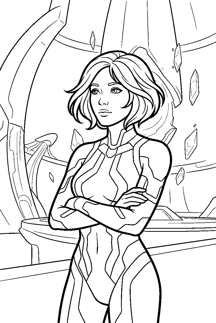 halo cortana waiting for rescue in high charity core line art