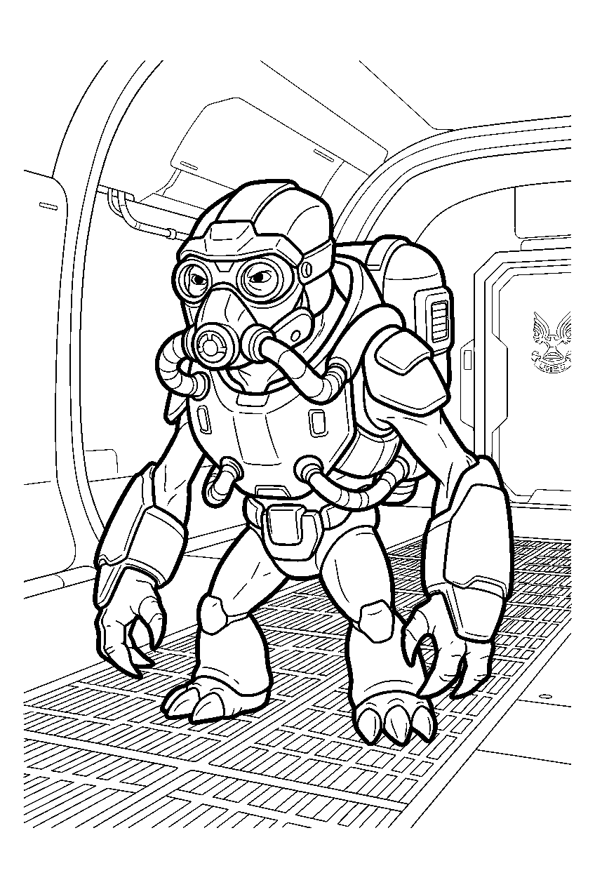 halo grunt at sword base line art