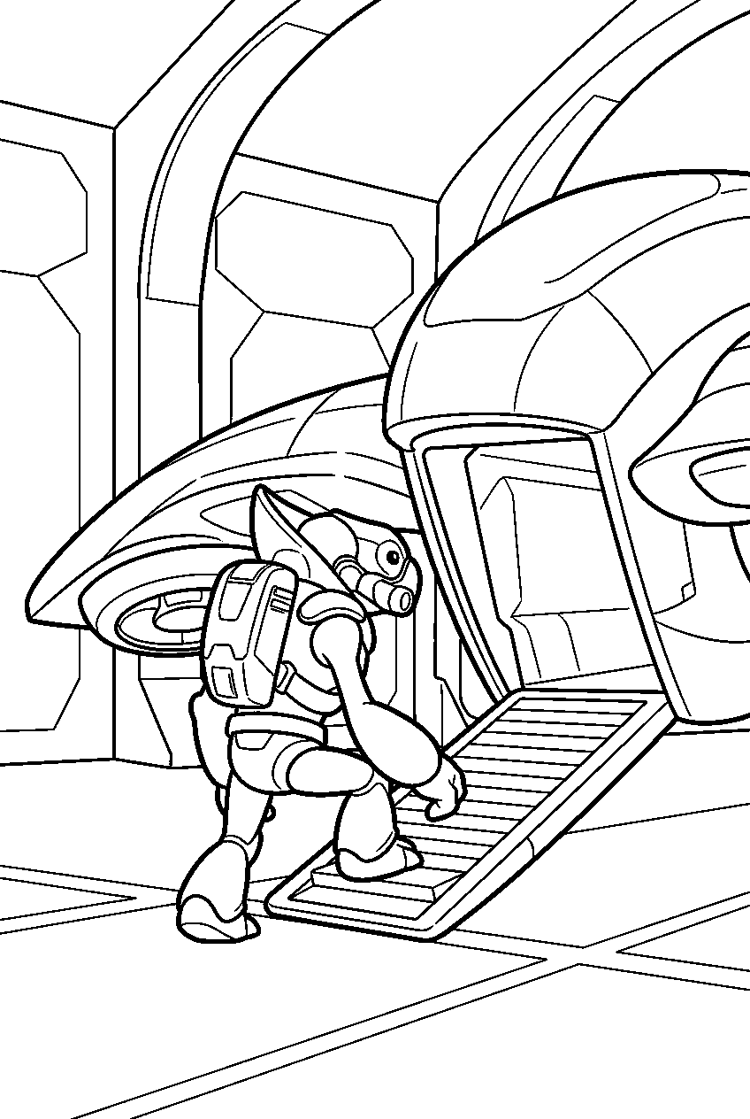 halo grunt boarding spirit dropship in covenant hangar line art