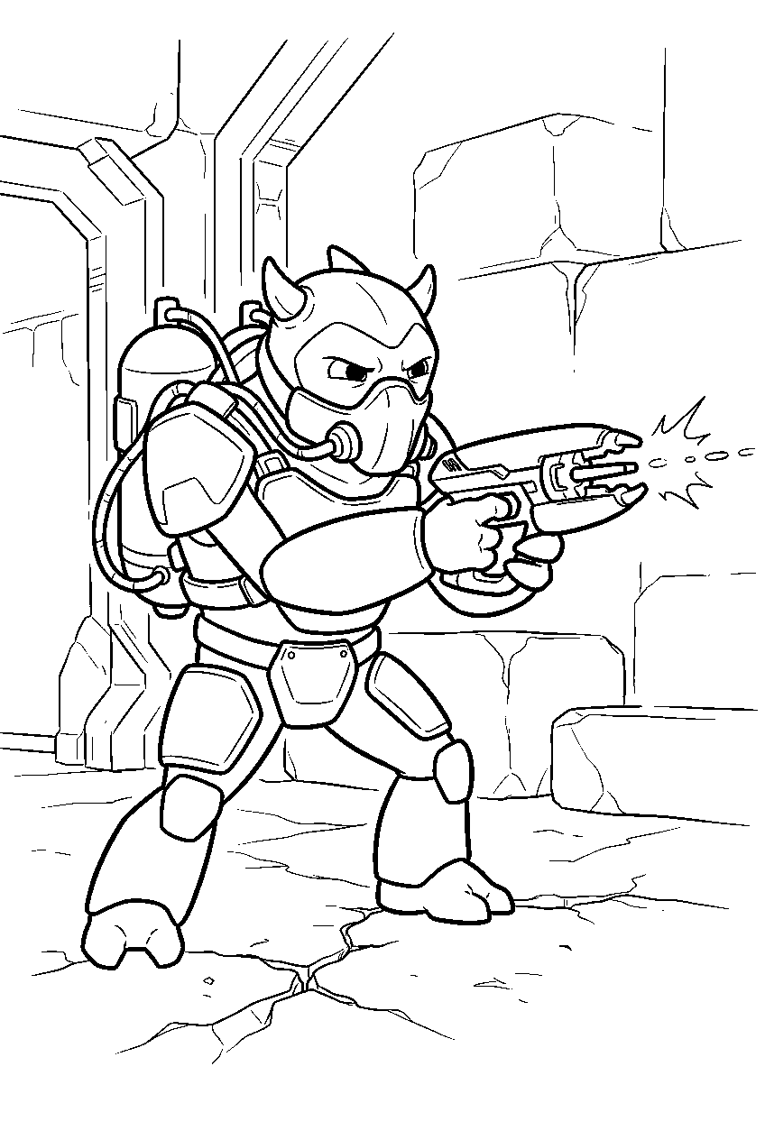 halo grunt firing disruptor in house of reckoning line art