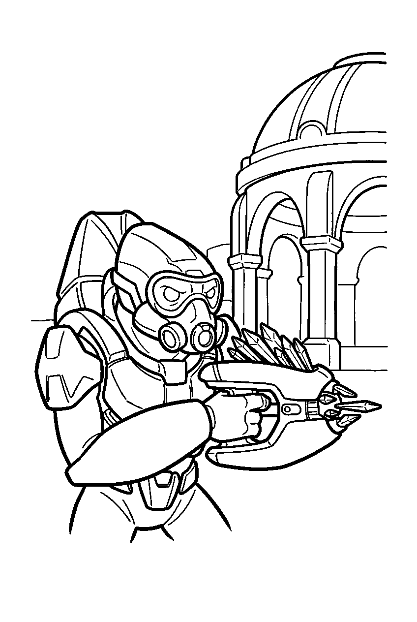 halo grunt firing needler near regret temple line art