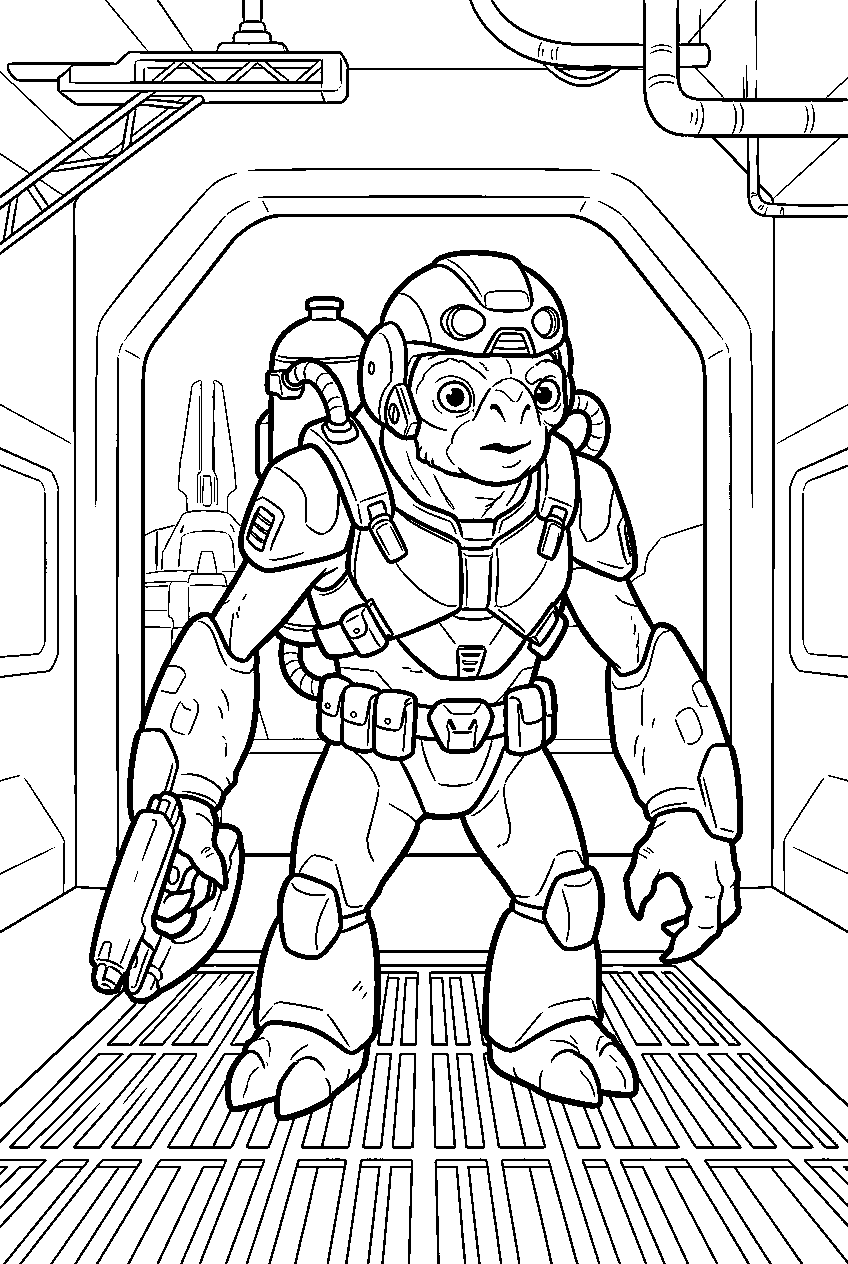 halo grunt in covenant hangar line art