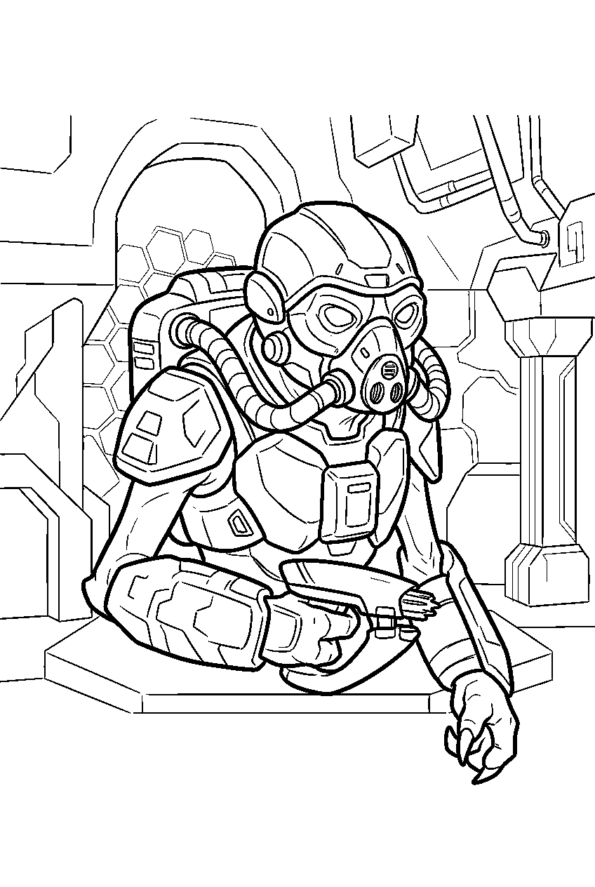 halo grunt in forerunner chamber line art