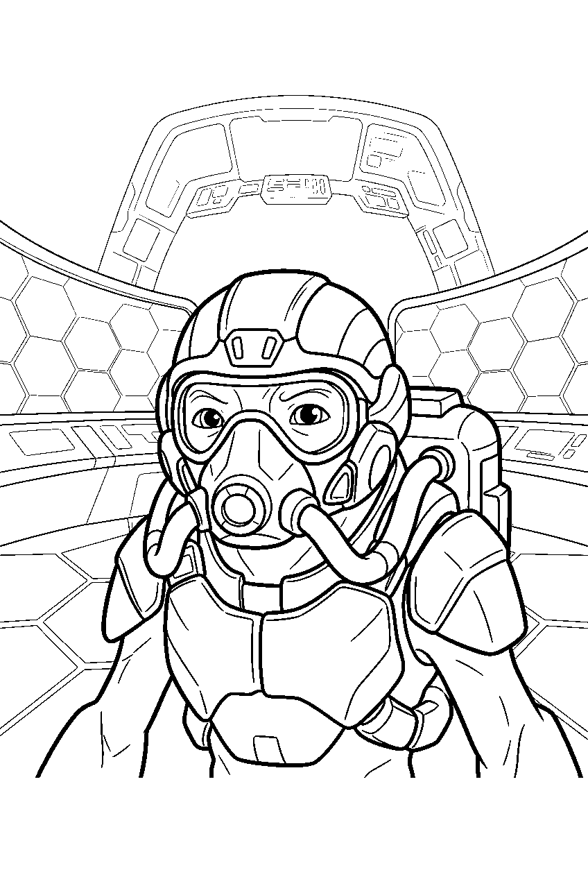 halo grunt in installation 04 control room line art