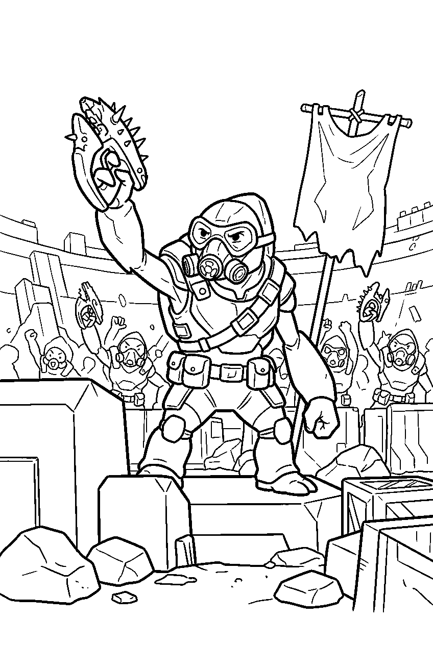 halo grunt leading an uprising in gruntpocalypse arena line art