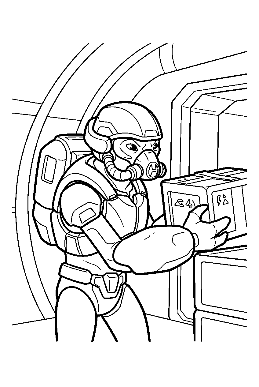 halo grunt loading supplies aboard covenant corvette line art