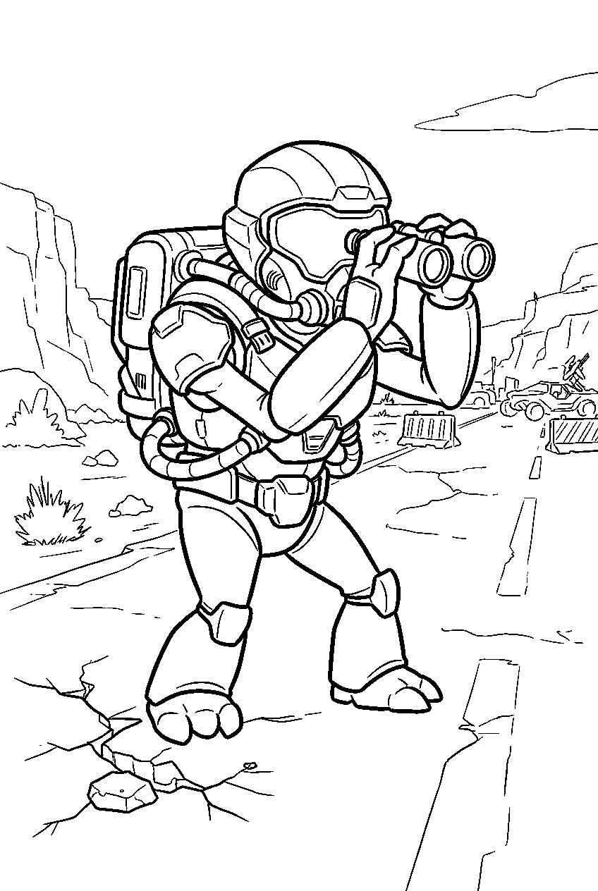 halo grunt scouting ahead on tsavo highway line art