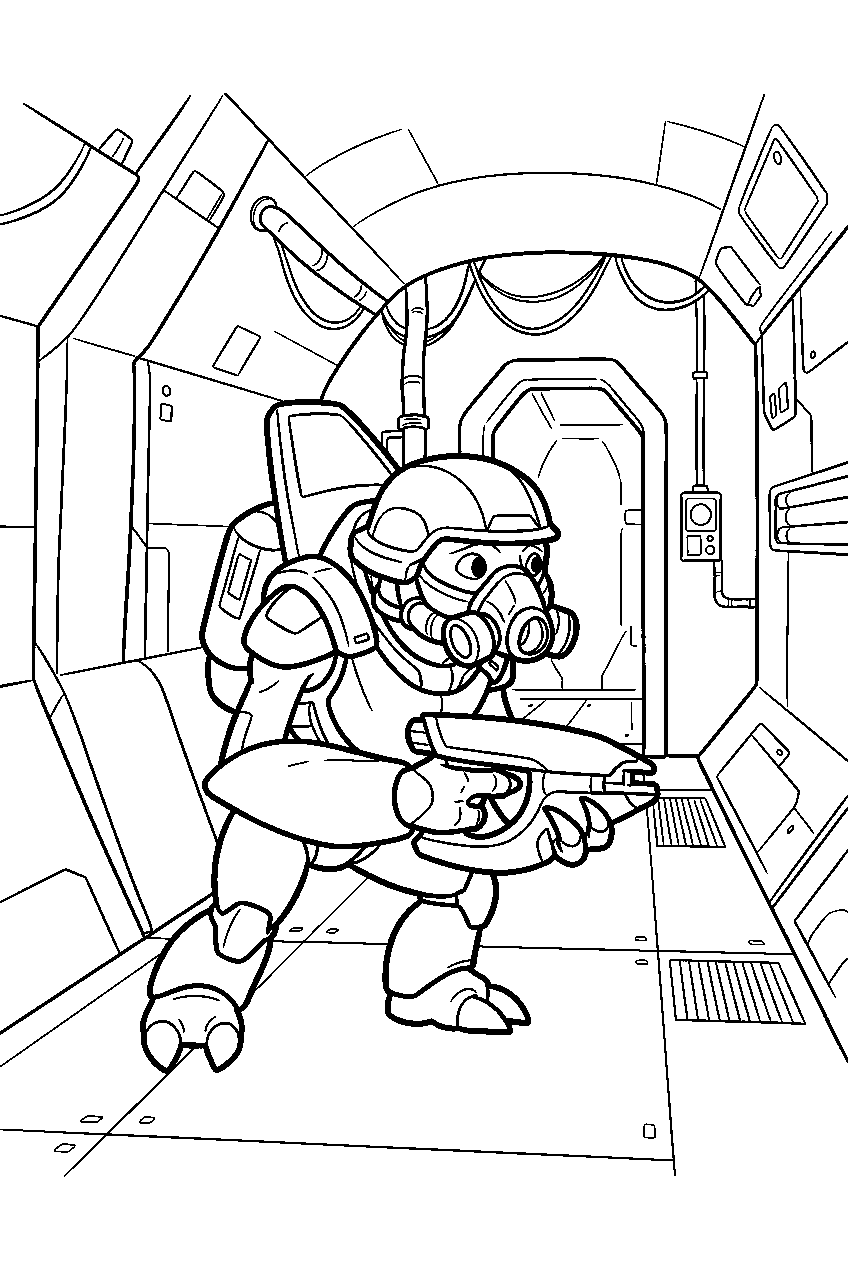 halo grunt searching corridors in heretic base line art