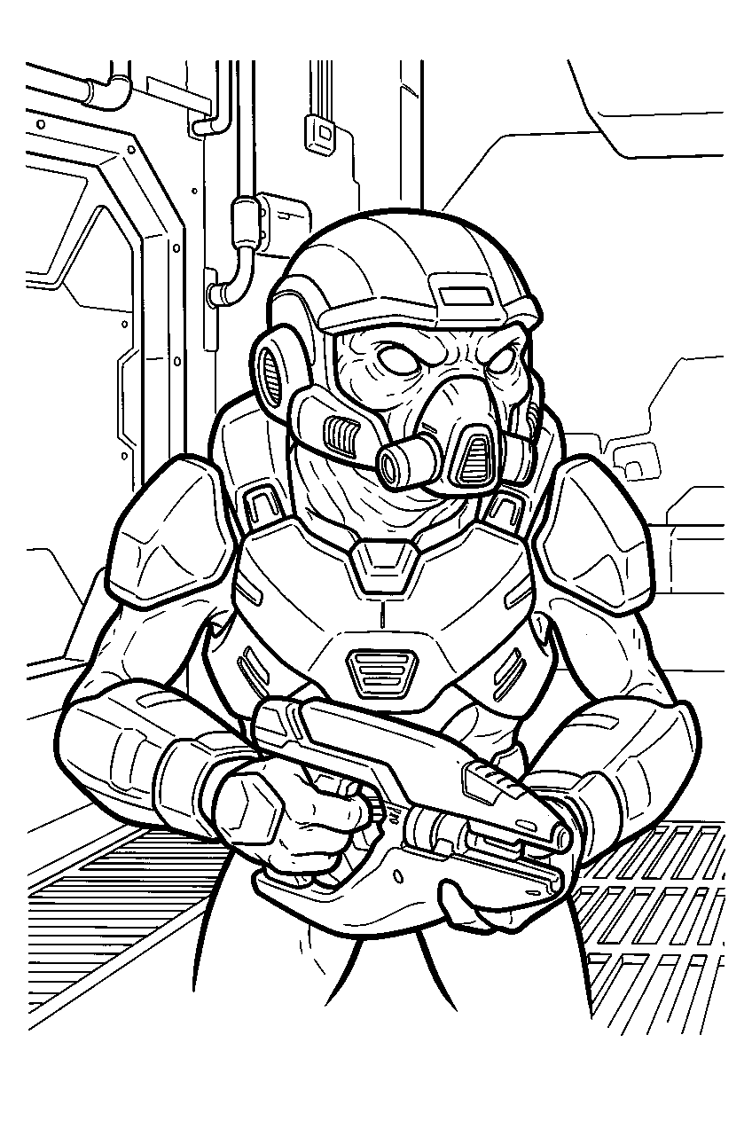 halo grunt wearing ultra armor at sword base line art