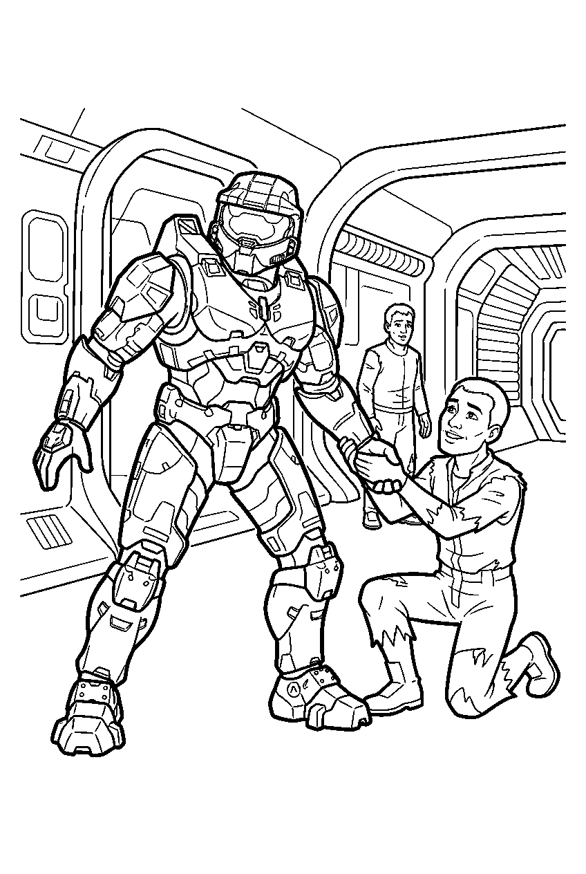 halo master chief aboard truth and reconciliation ing prisoners line art