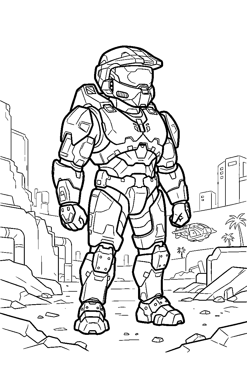 halo master chief in voi line art