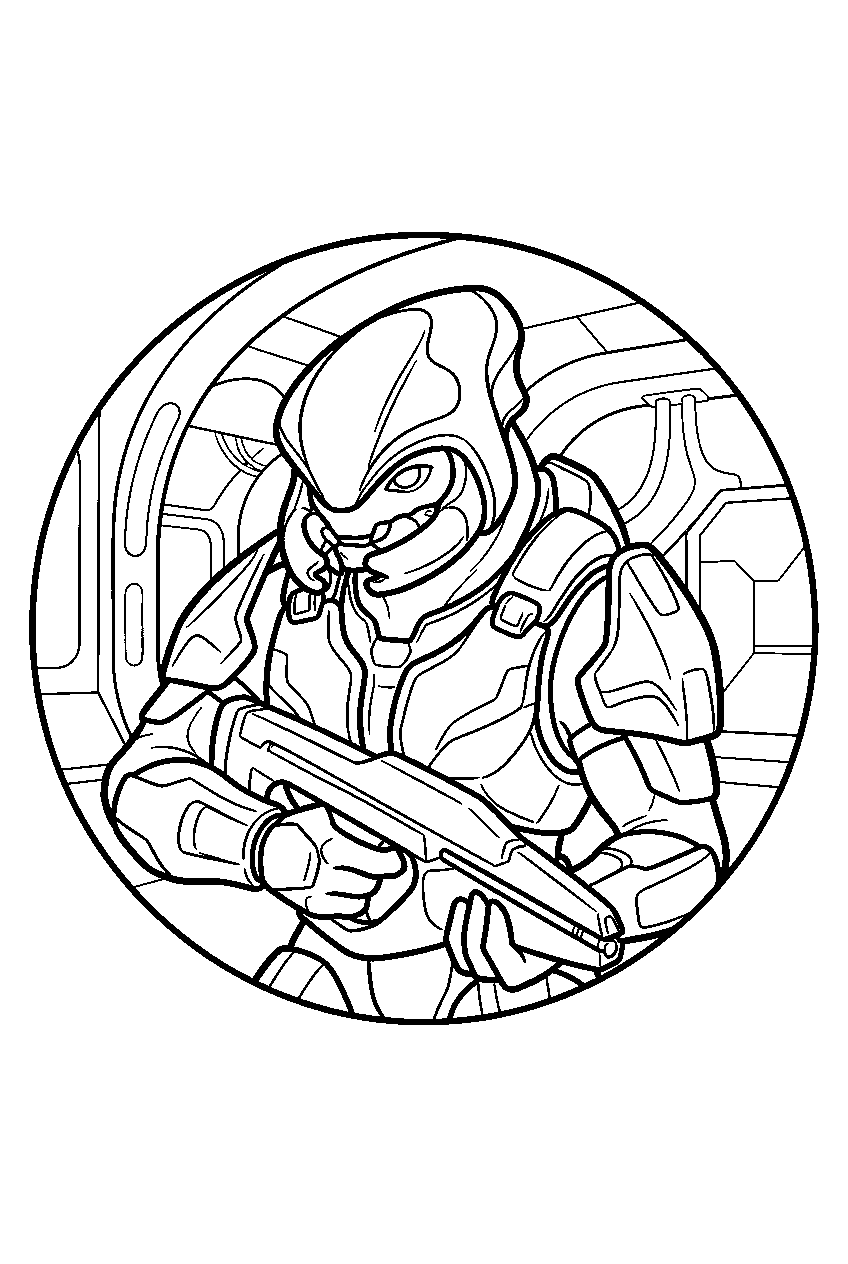 halo game characters aboard covenant cruiser line art
