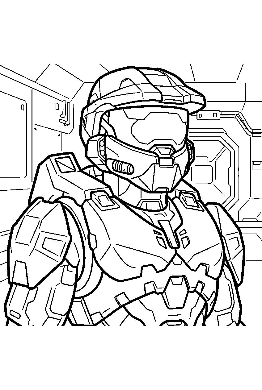 halo game characters aboard pillar of autumn line art