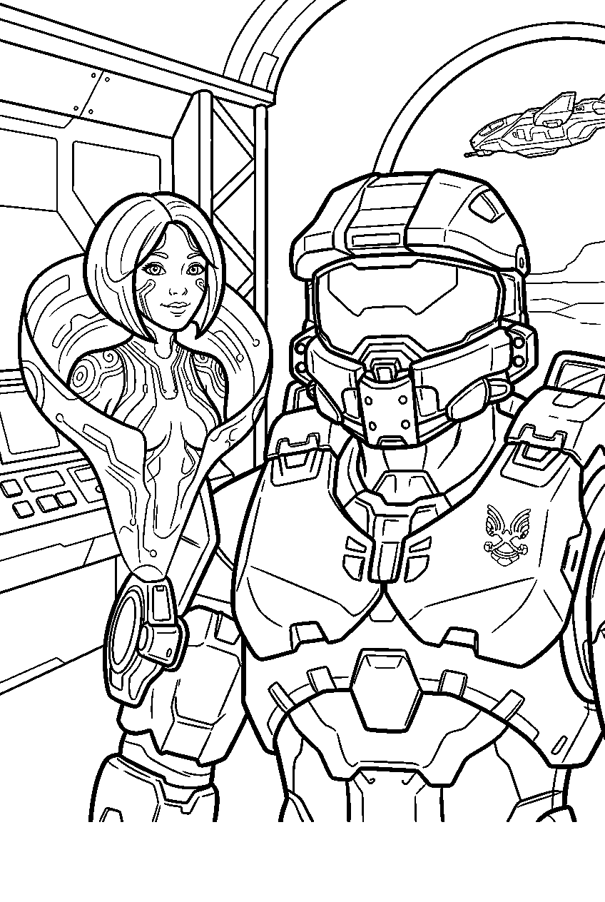 halo game characters at alpha base line art