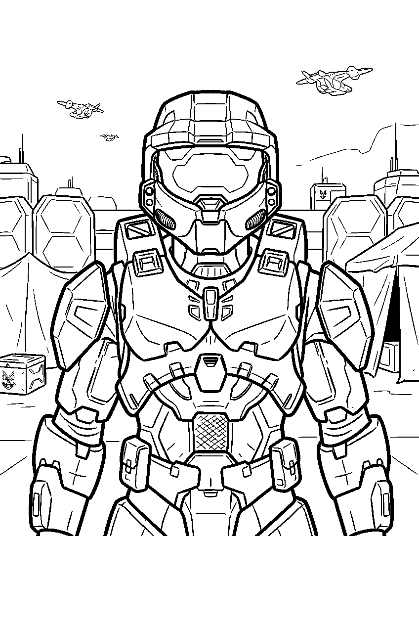 halo game characters at forward operating base line art