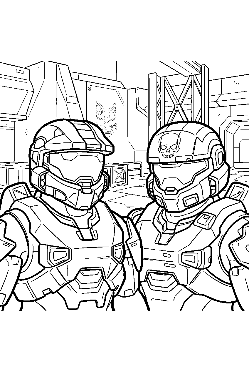 halo game characters at sword base line art