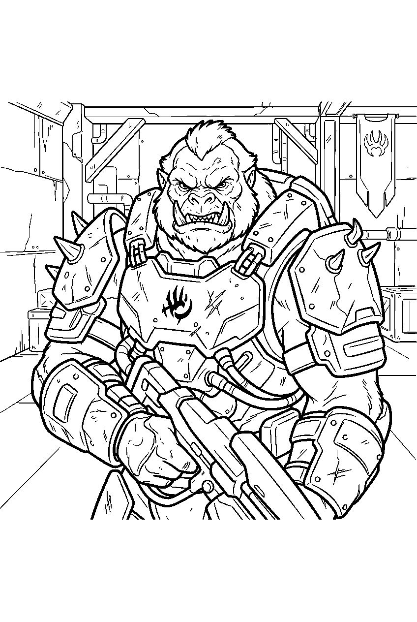 halo game characters in banished armory line art