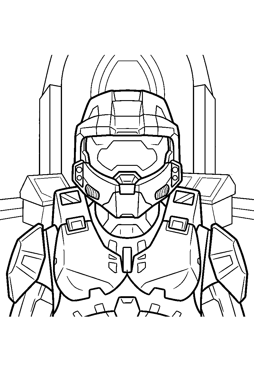 halo game characters in command spire line art