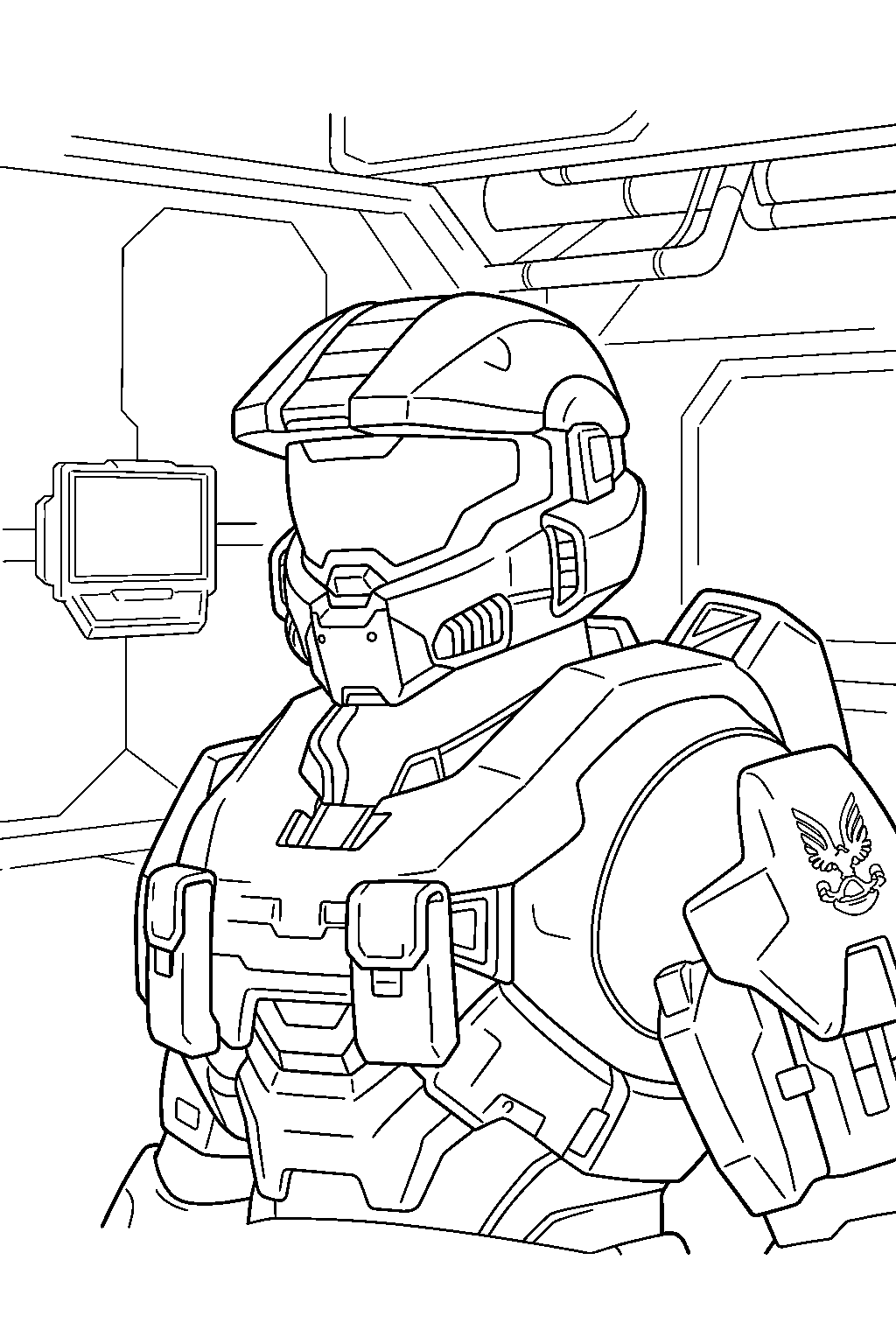 halo game characters in reach military base line art