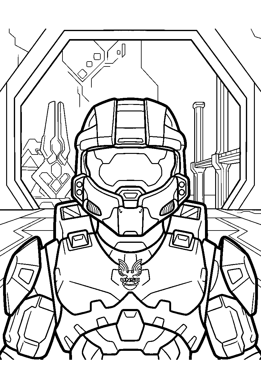 halo game characters in the command spire line art