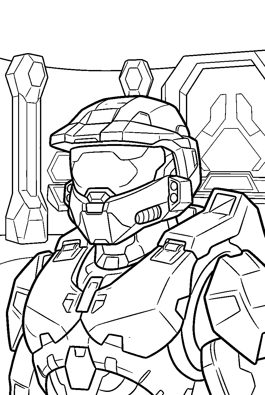 halo game characters in the conservatory line art