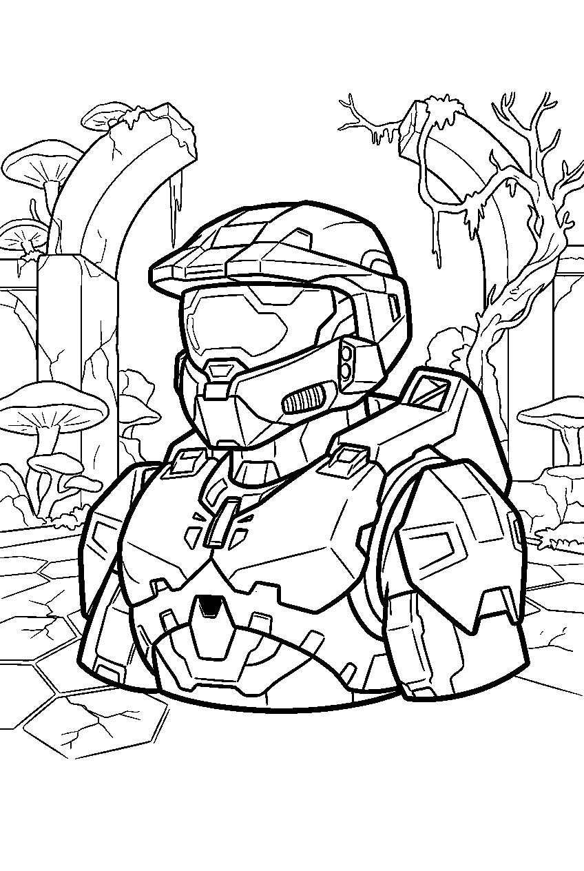 halo game characters in the quarantine zone line art