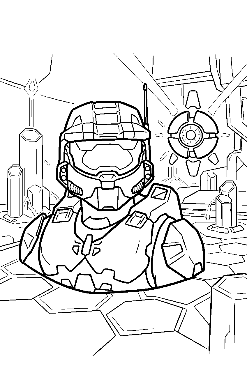 halo game characters in the repository line art