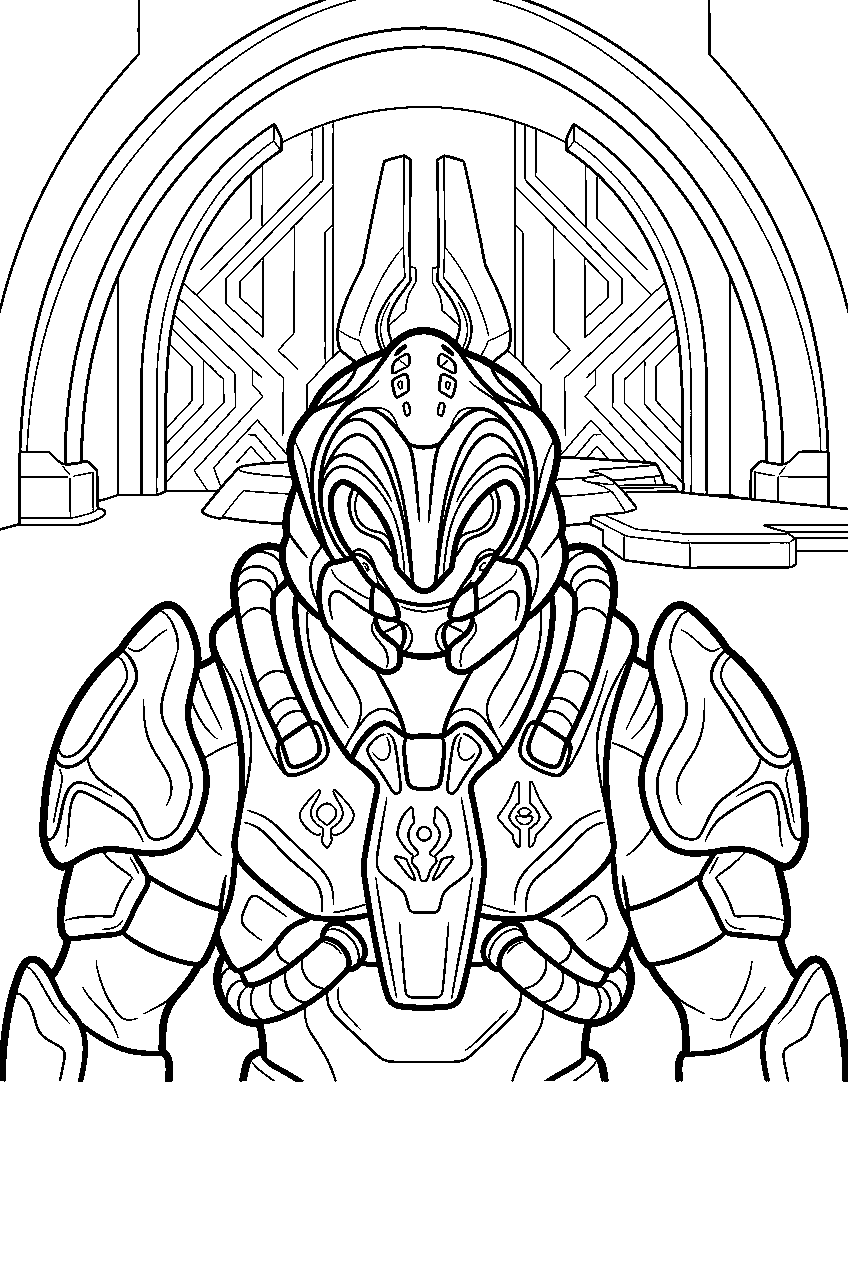 halo game characters in the silent auditorium line art