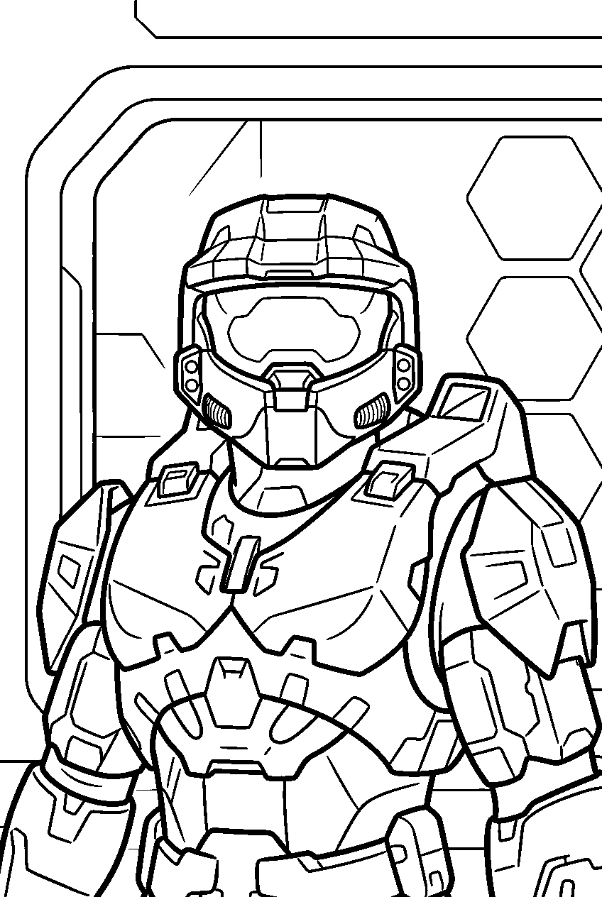 halo game characters in the silent cartographer line art