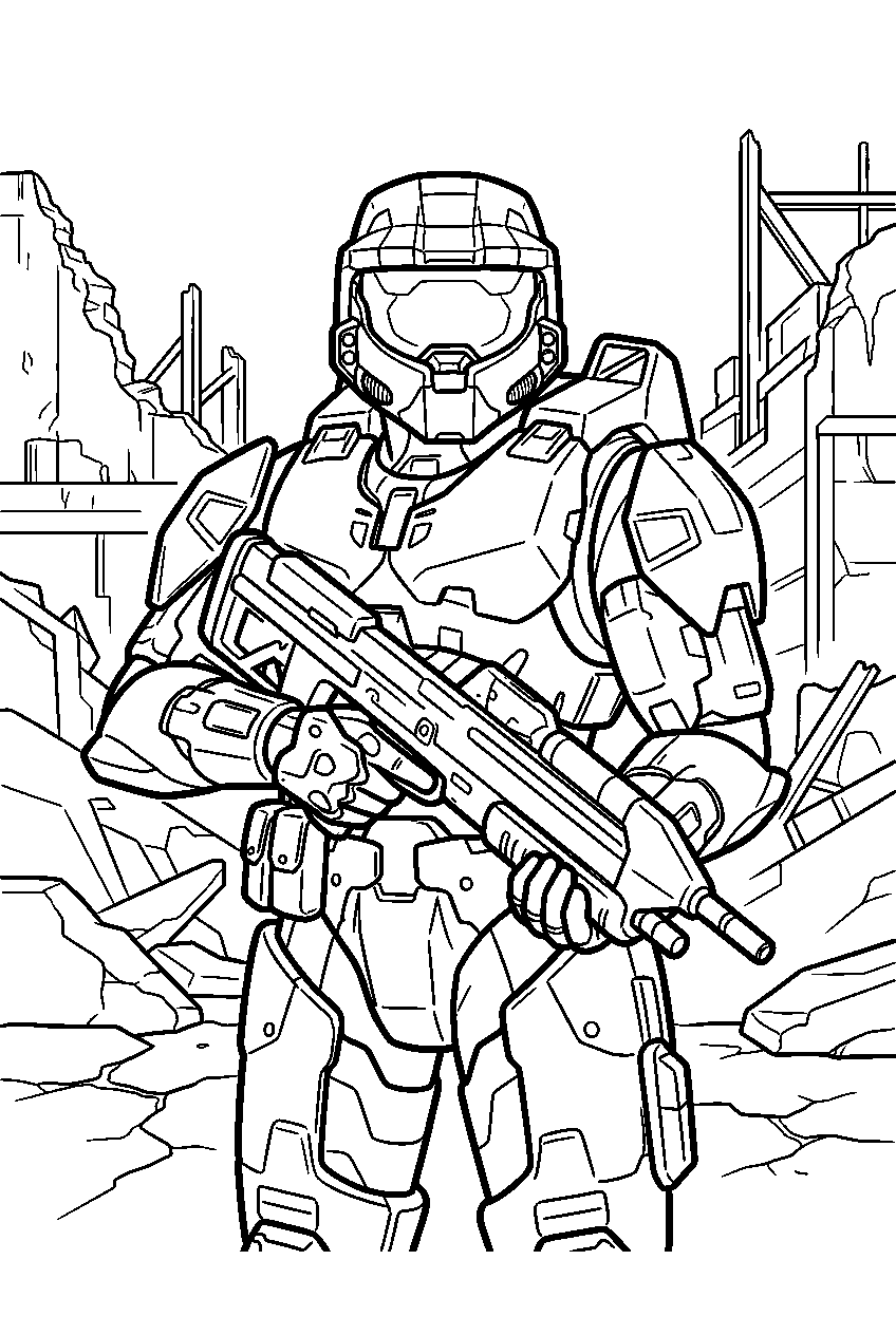 halo game characters in voi line art