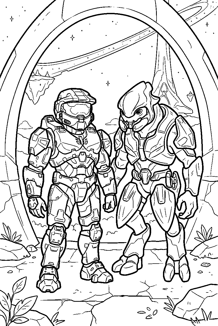 halo game characters on delta halo line art