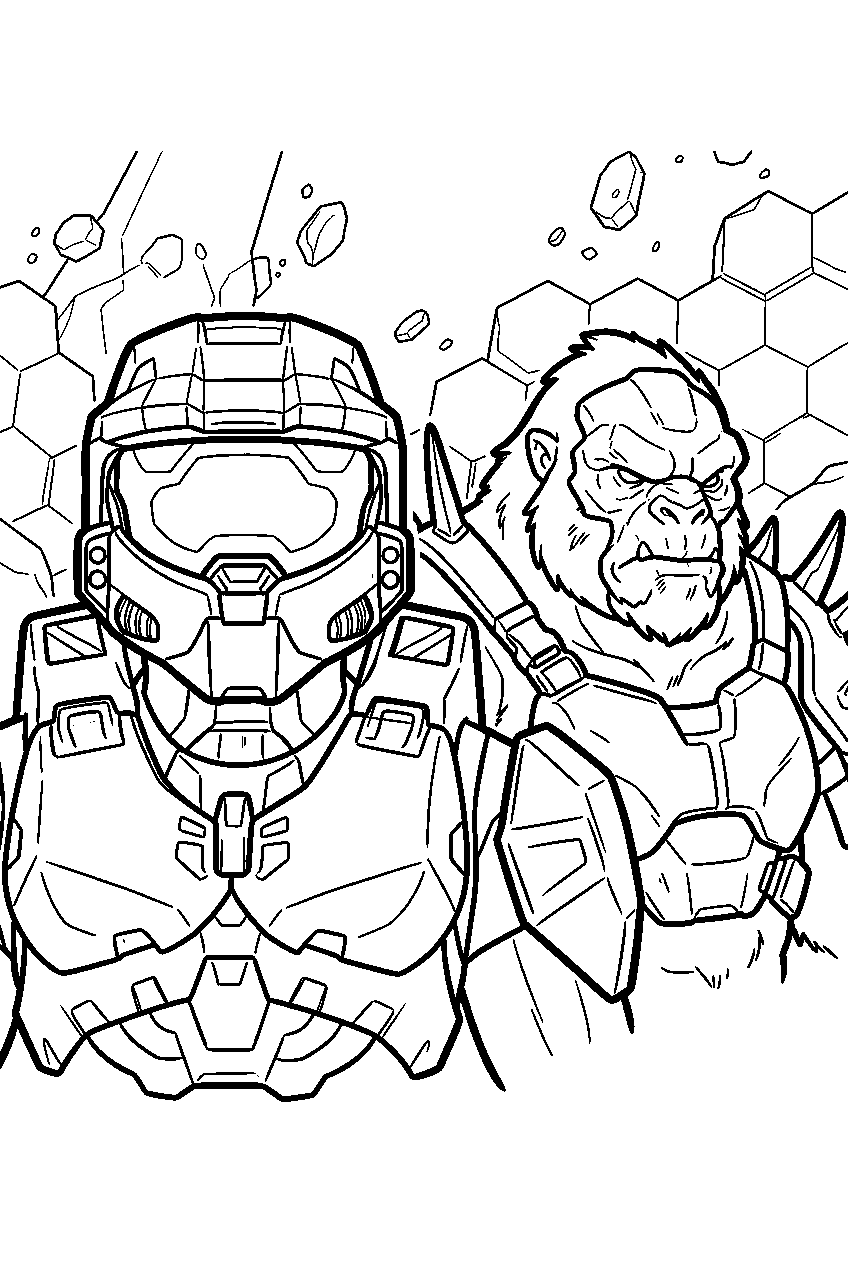 halo game characters on zeta halo line art