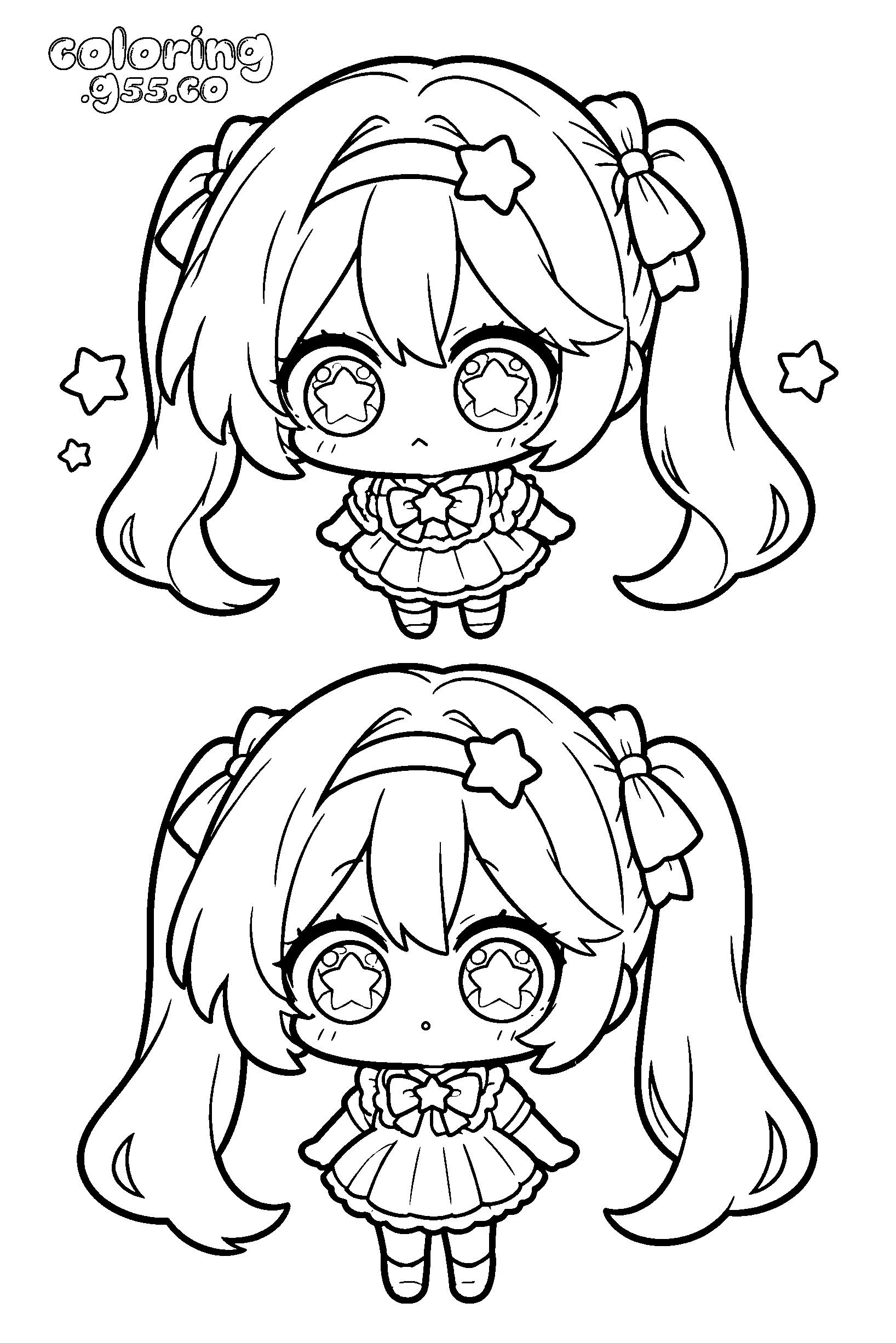 chibi hatsune miku star eyes line art