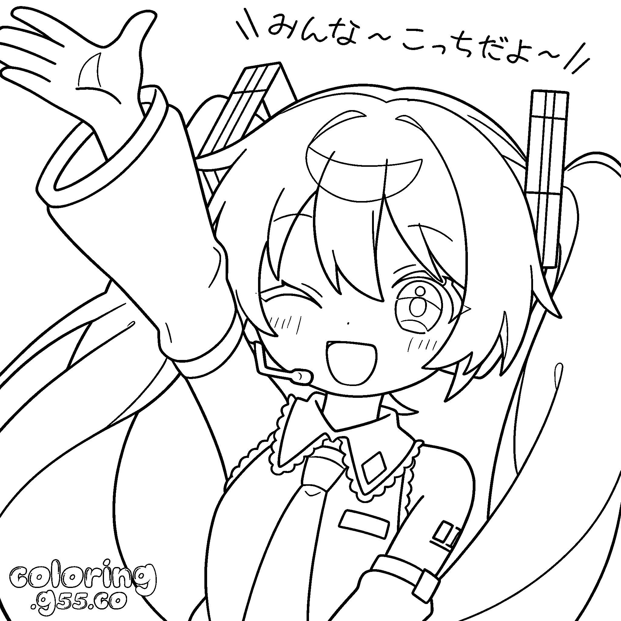 cute chibi hatsune miku line art anime sheets for kids