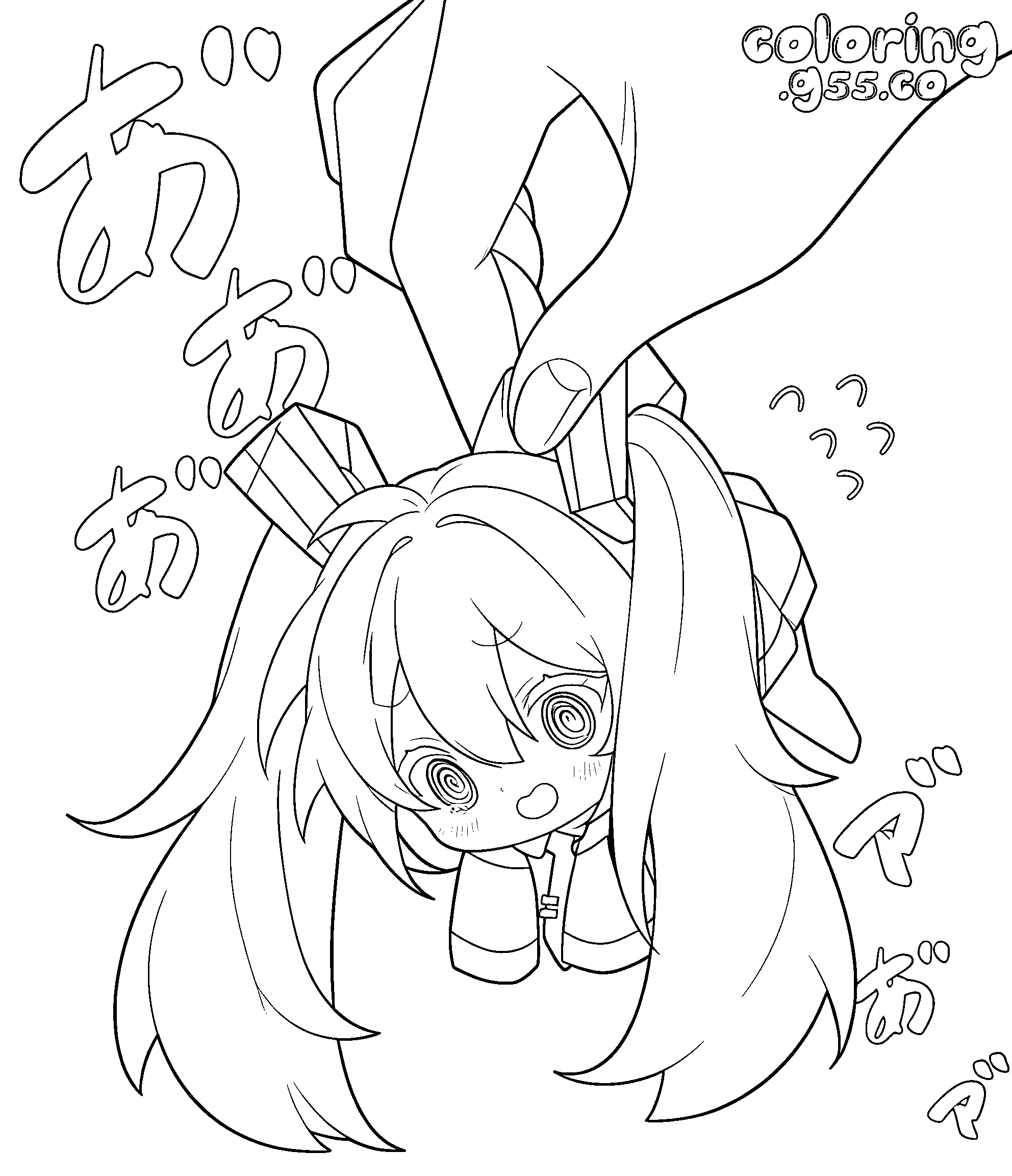 funny chibi hatsune miku grabbed by hand line art for kids
