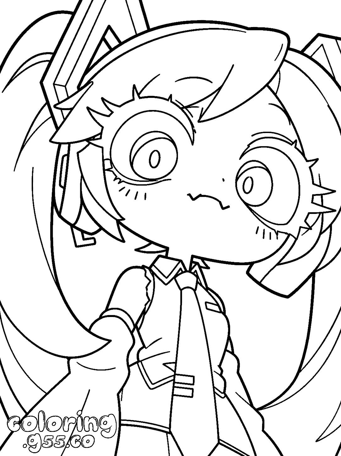 shocked hatsune miku chibi line art funny anime for kids