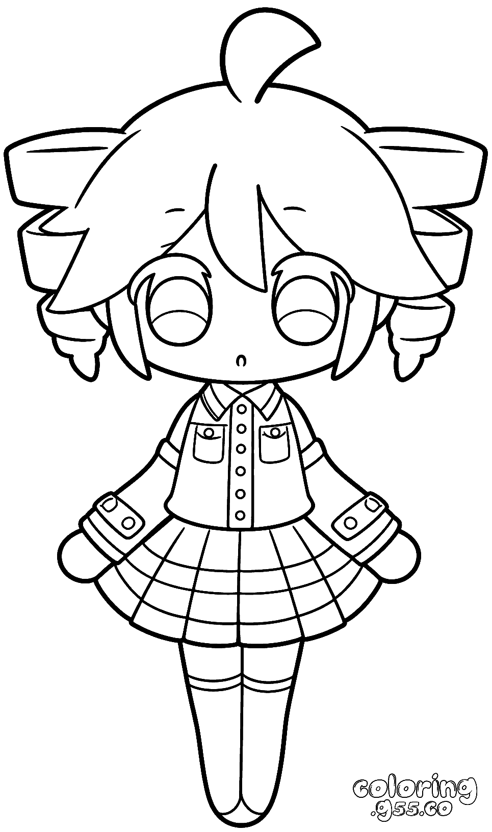 chibi kasane teto drill hair kawaii line art for kids