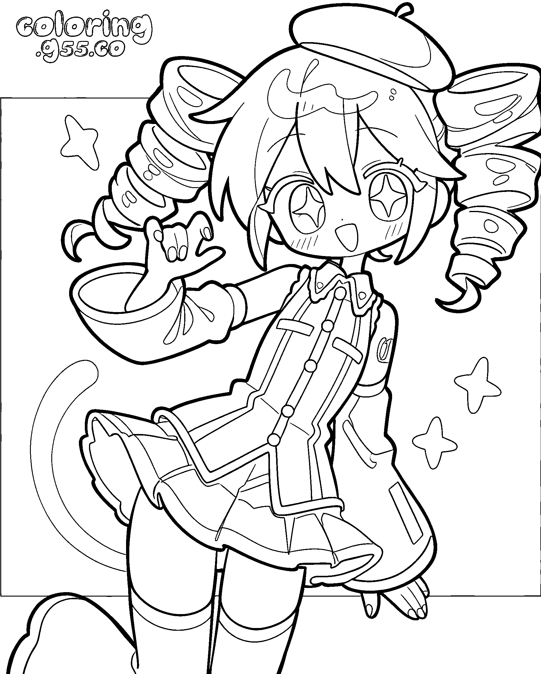 cute kasane teto beret line art