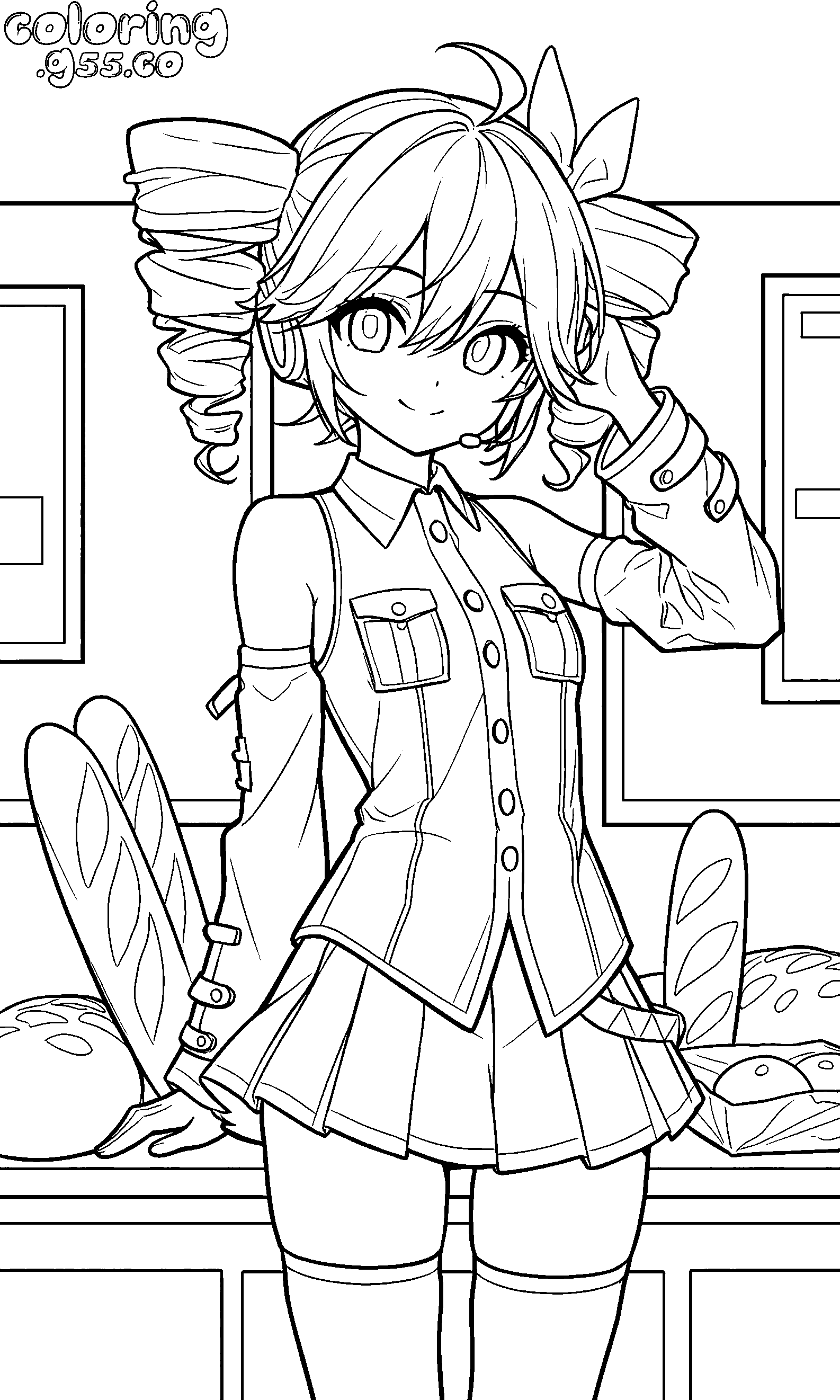kasane teto bakery line art