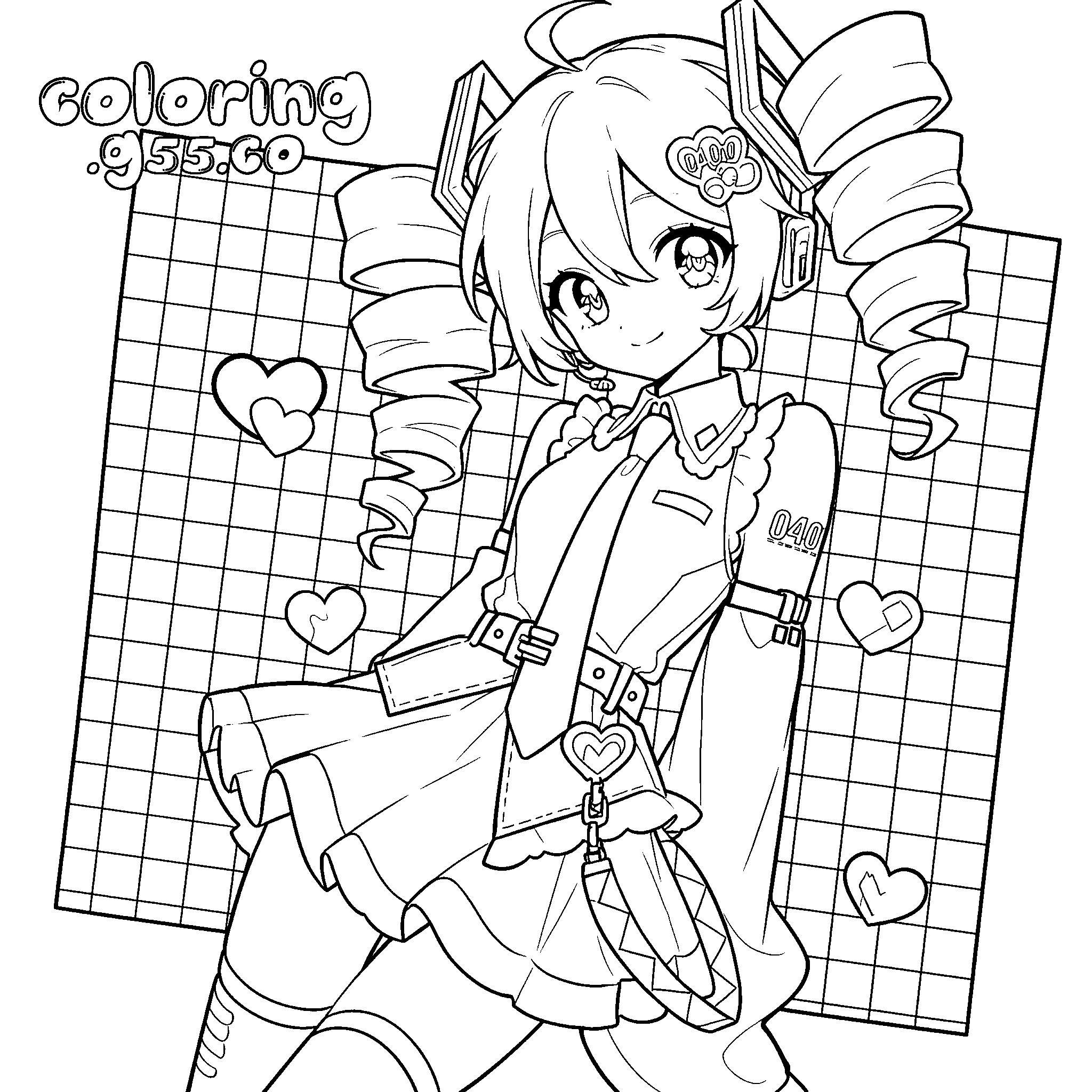 kasane teto vocaloid drill pigtails line art for kids