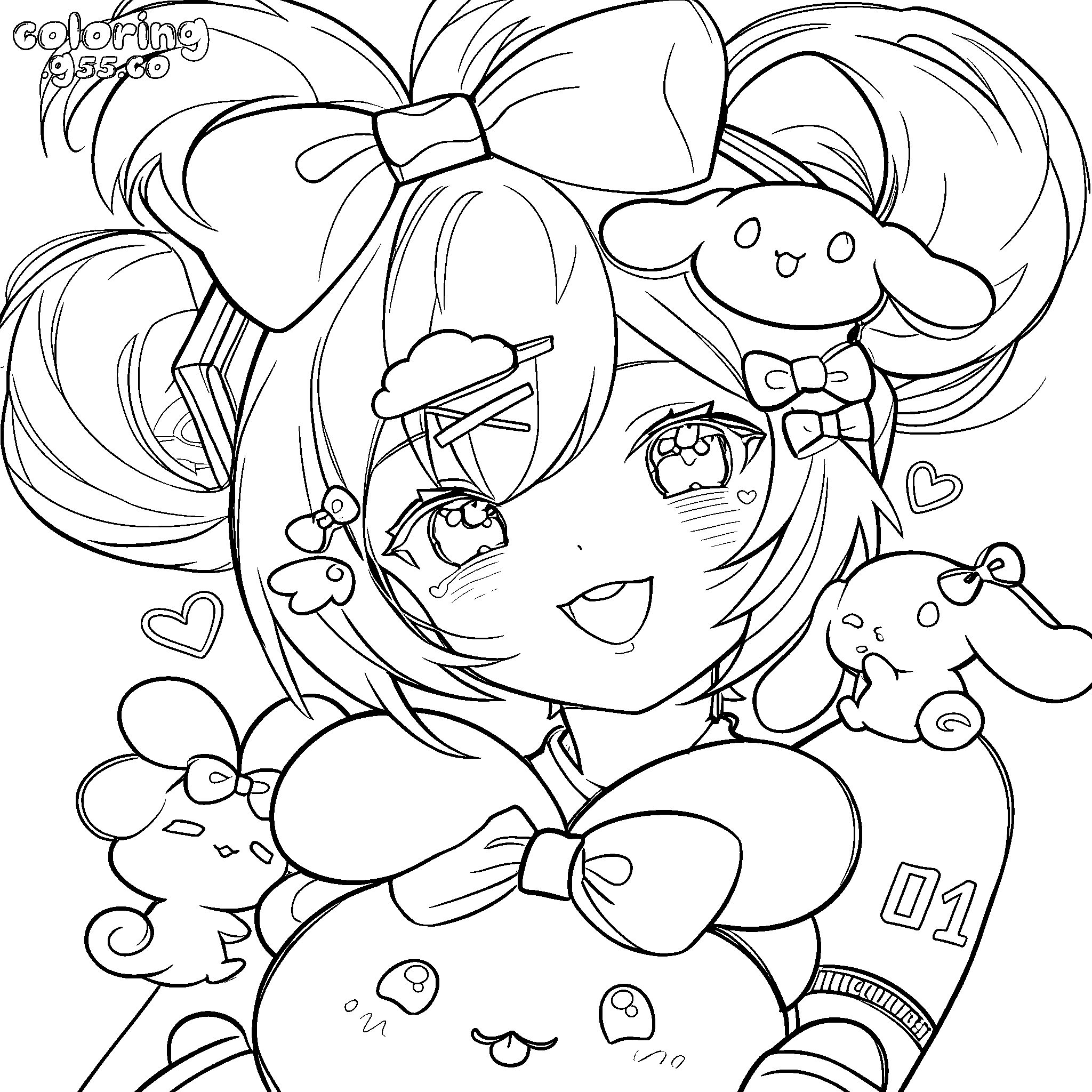 cinnamoroll sanrio hatsune miku cute plushies big hair bow anime line art for kids