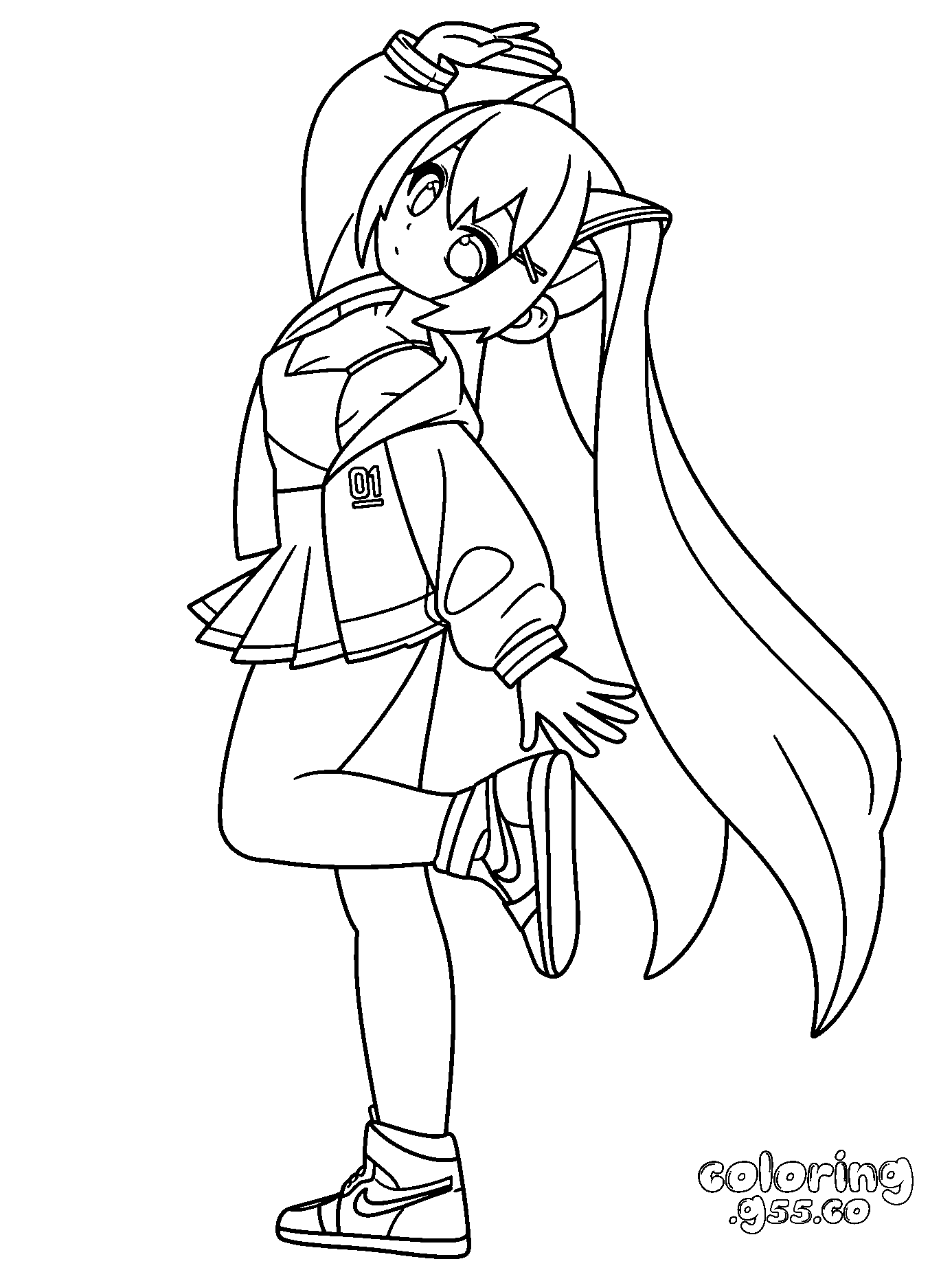 cute dancing hatsune miku line art
