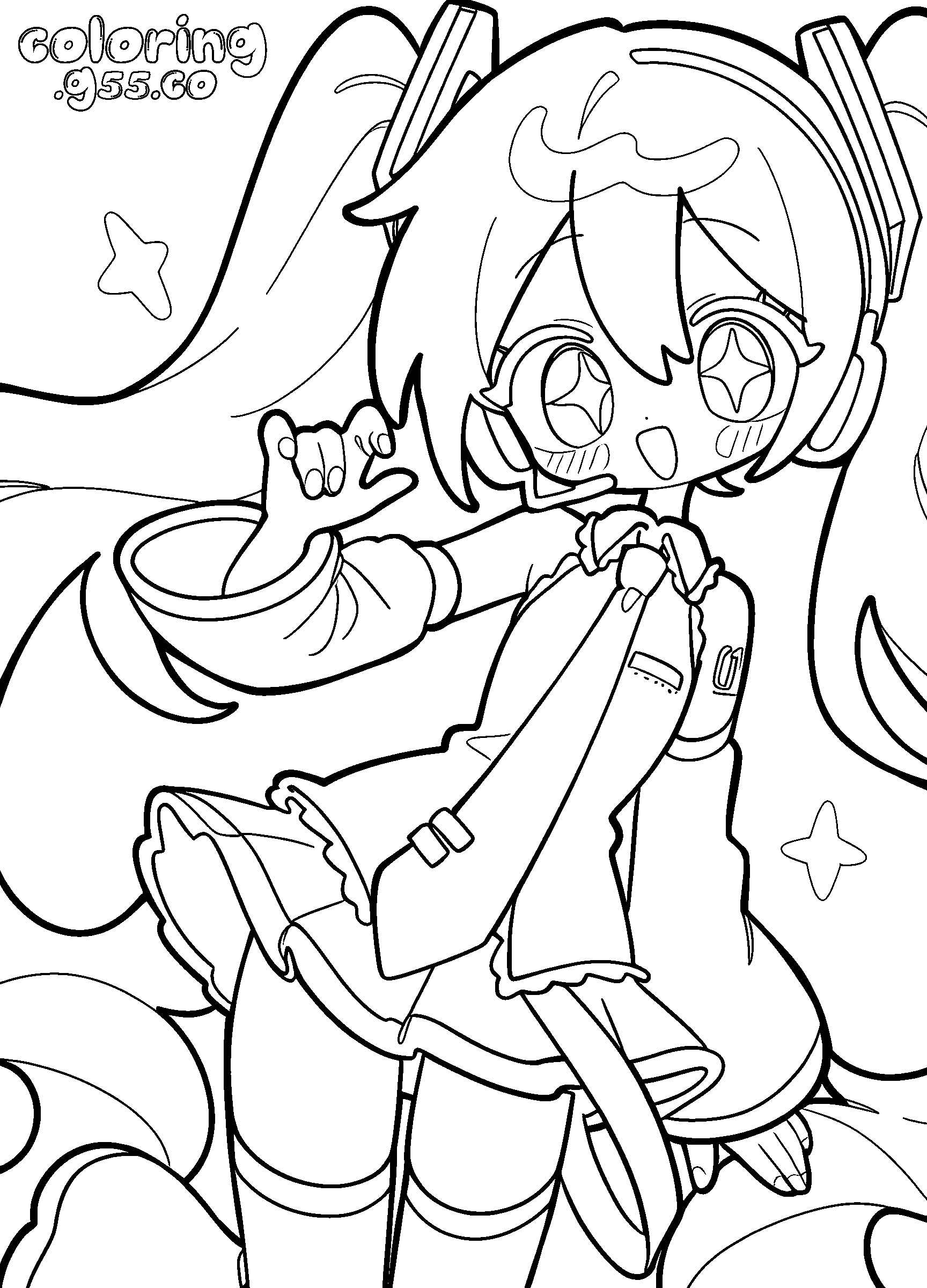 cute kawaii hatsune miku line art