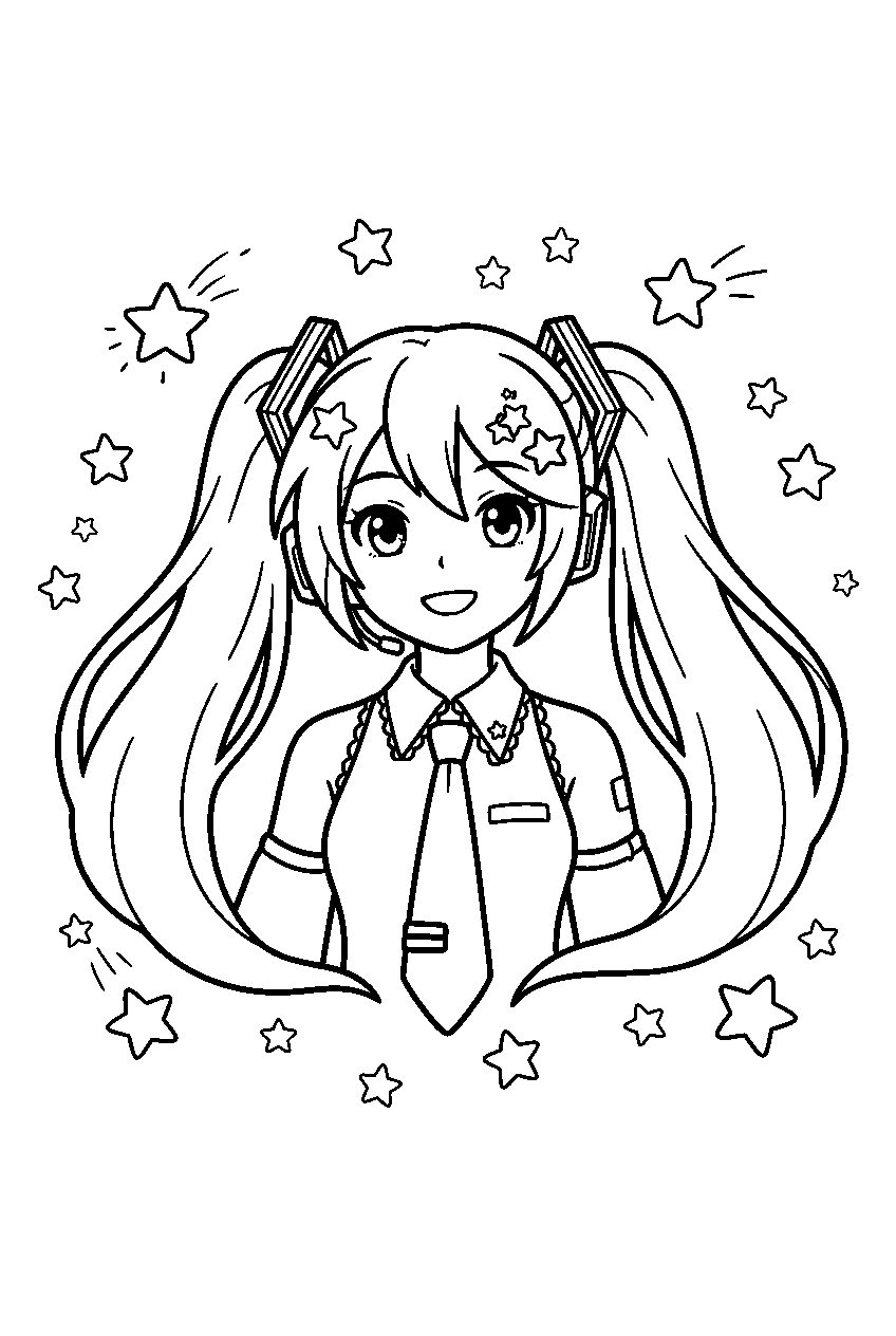 hatsune miku among the stars line art