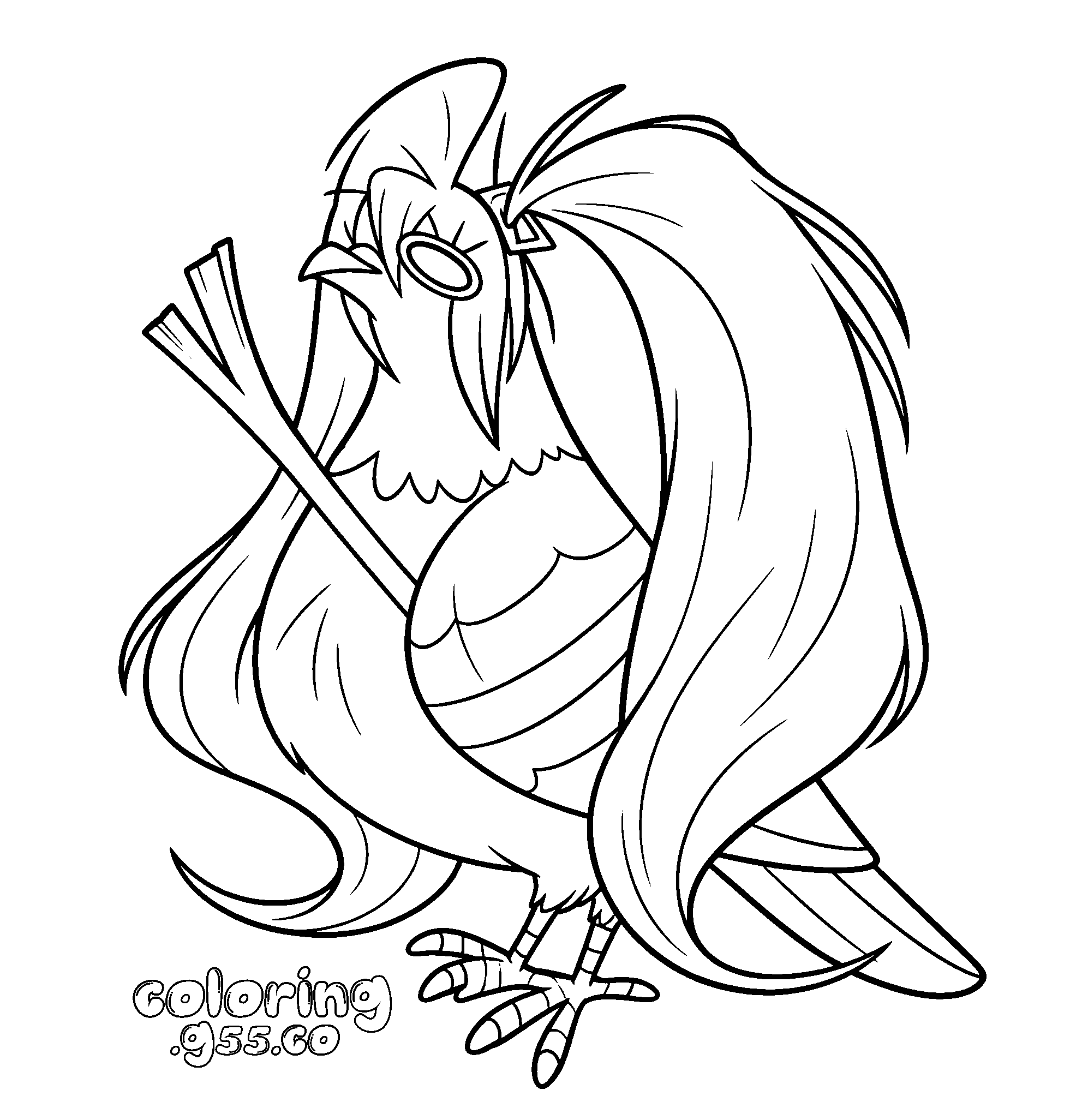 hatsune miku as a pigeon with leeks line art